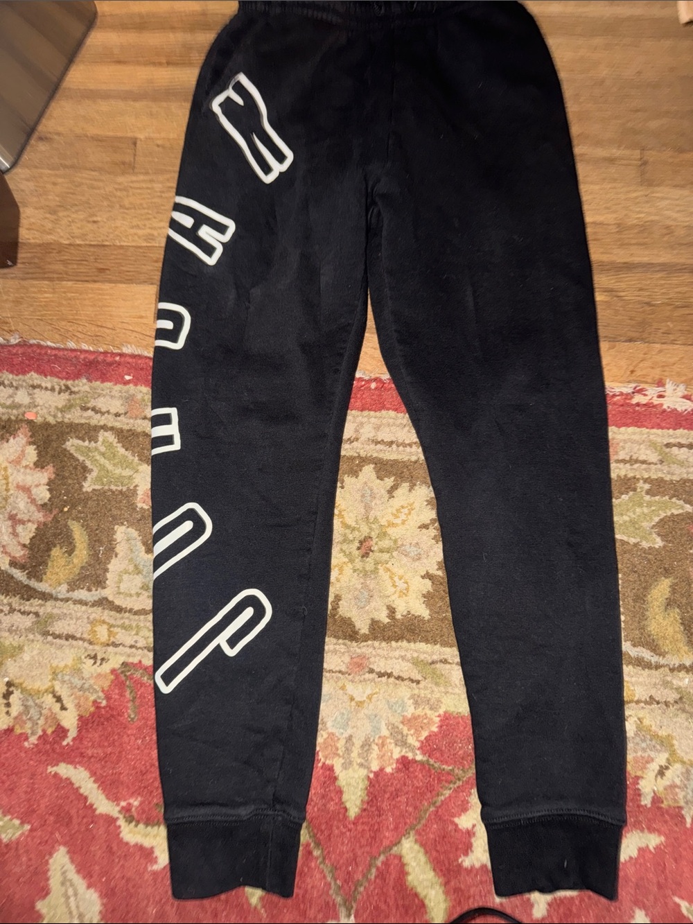 Youth Air Jordan Black Jogger Sweatpants | Size Medium 10-12 | Vertical Logo Scr